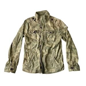 Abercrombie & Fitch Mens M Field Jacket Y2K Olive Green Camo Camouflaged Canvas
